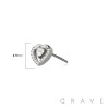 316L SURGICAL STEEL THREADLESS PUSH IN CZ DOUBLE HEART TOP PART